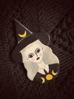 Moon Phases Witch Handmade One of a Kind Brooch