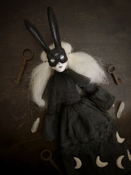 Moon Hare Witch Handmade One of a Kind Art Doll