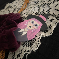 Pink Moon Witch Handmade One of a Kind Brooch